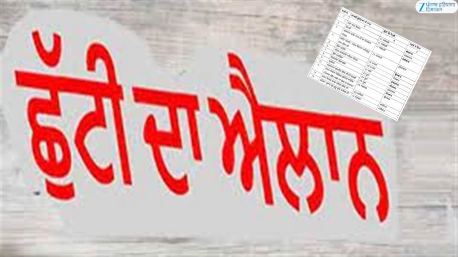 ਸ਼ੁੱਕਰਵਾਰ ਨੂੰ ਪੰਜਾਬ ਵਿੱਚ ਸਰਕਾਰੀ ਛੁੱਟੀ ਦਾ ਐਲਾਨ; ਜਾਣੋ ਸਕੂਲ ਜਾਂ ਕਾਲਜ ਰਹਿਣਗੇ ਬੰਦ?